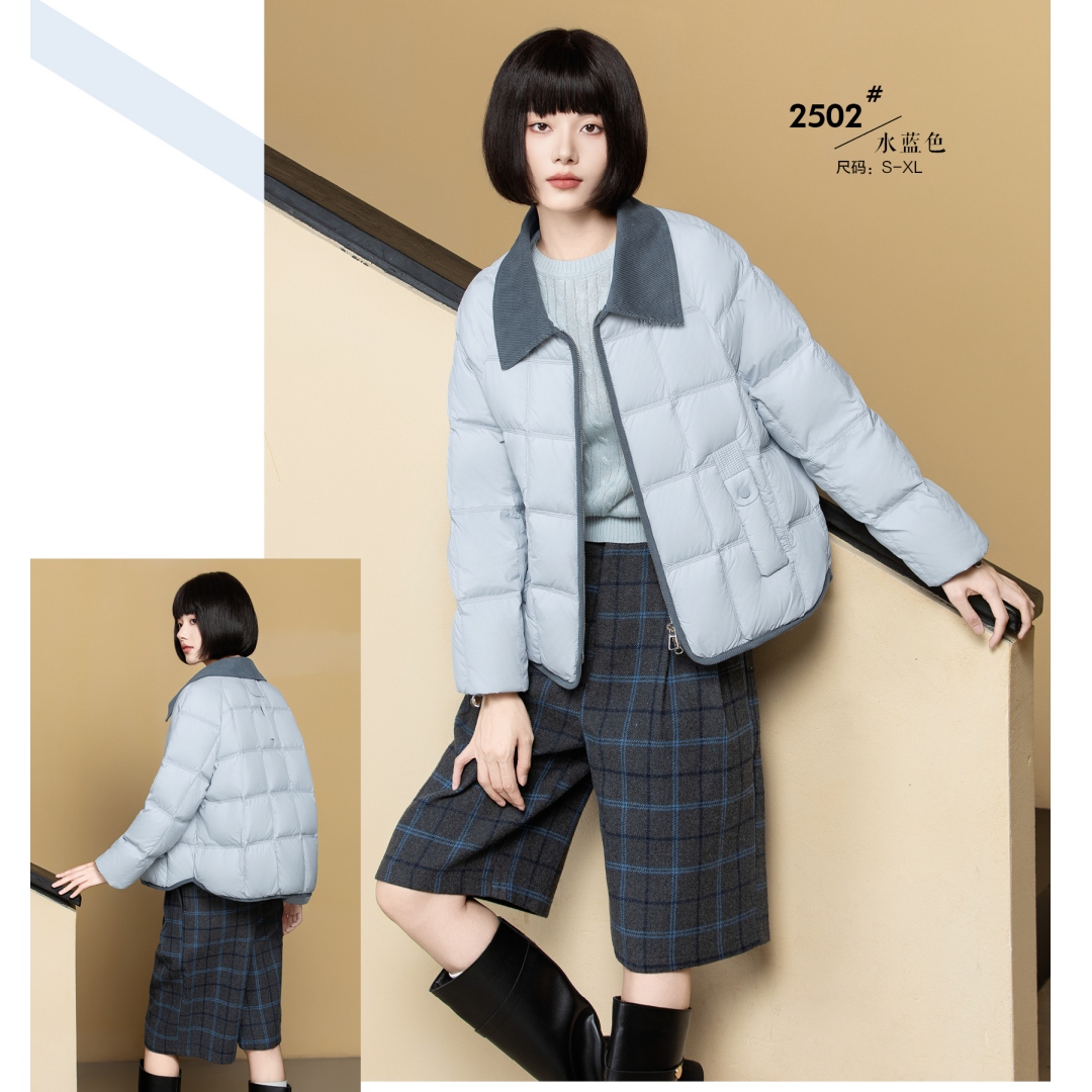 【羽绒翻新加工定制】羽绒服九成品女短款面包服宽松加厚半成品