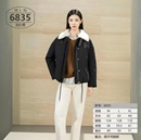 翻新加工定制九成品女短款 羊羔毛翻领夹克羽绒服宽松加厚半成品