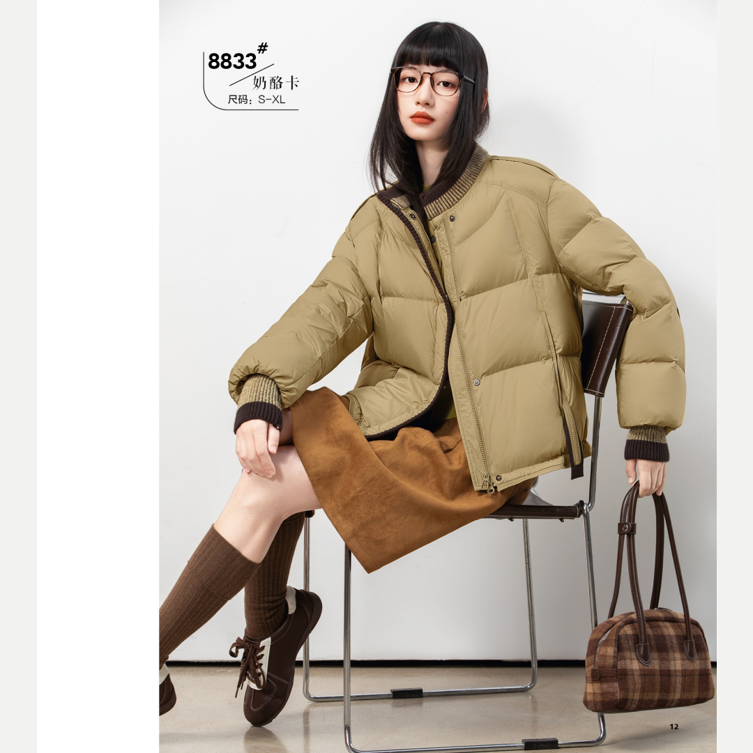 羽绒翻新加工定制羽绒服九成品时尚女短款面包服宽松加厚半成品