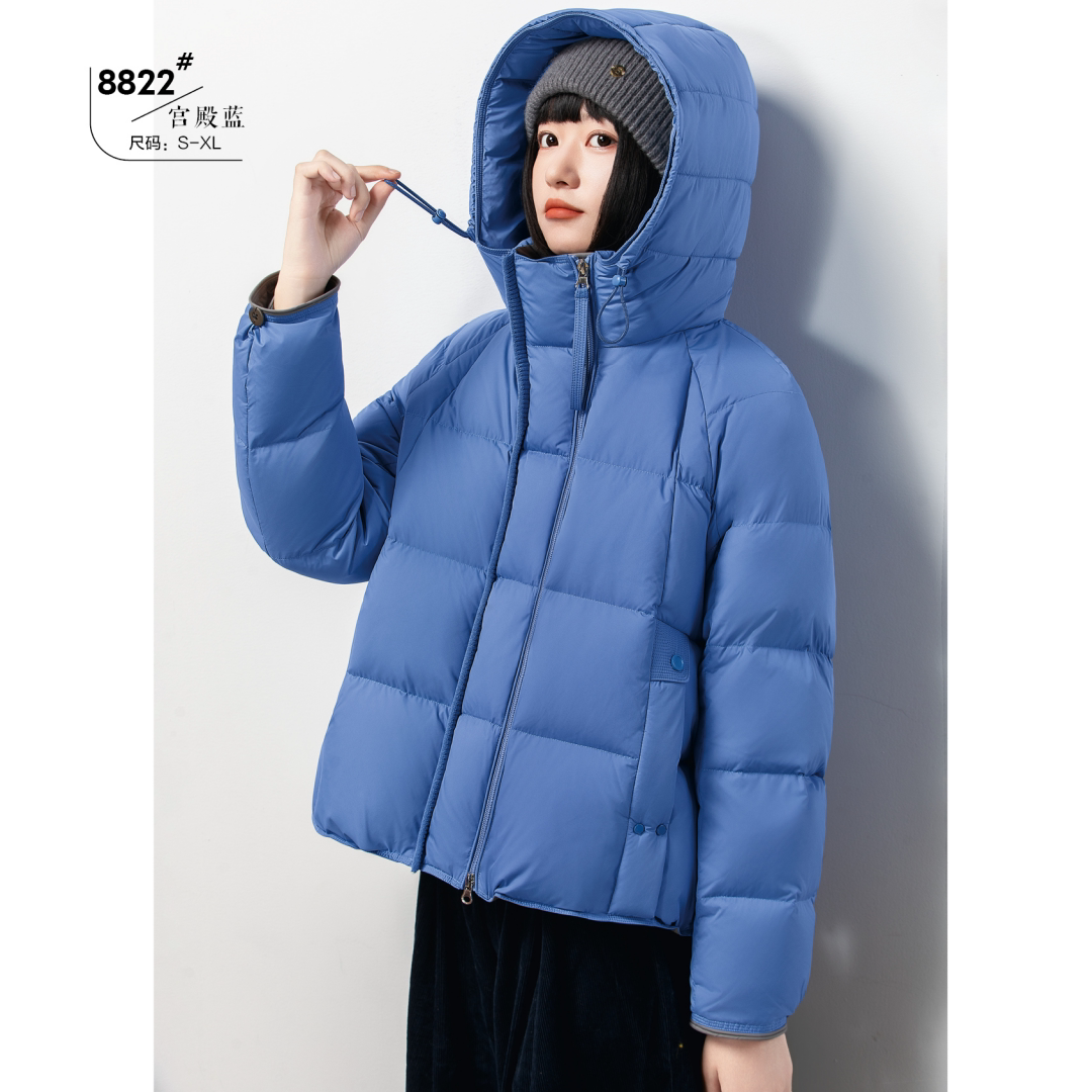 羽绒翻新加工定制羽绒服九成品时尚女短款面包服宽松加厚半成品