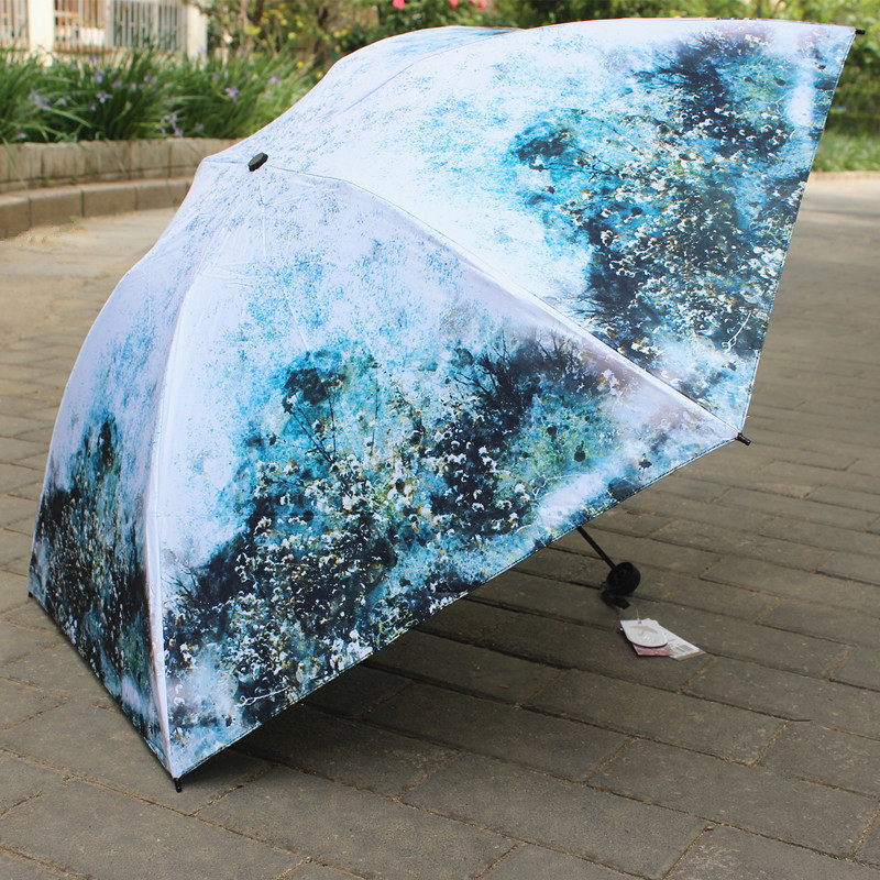 宏达复古油画太阳伞防晒防紫外线折叠遮阳伞超轻晴雨两用文艺印花