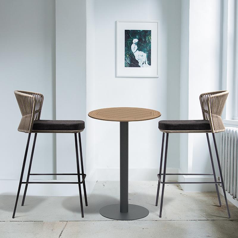 高露天吧台阳台庭院室外椅椅户外露台绳编别墅吧高脚脚凳防水花园