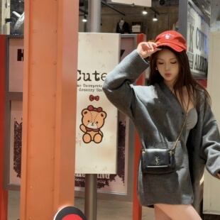 韩风黑色nolita小方包纳帕羊皮时尚 双肩链条包休闲手机袋女包