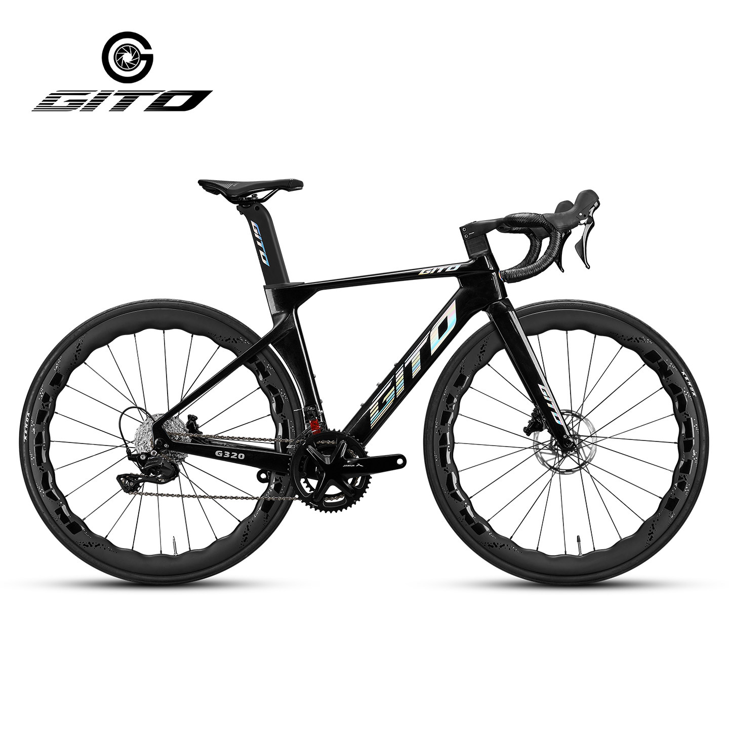 2026新款GITO碳纤维公路车轻量版破风一体把竞速波浪碳轮组自行车