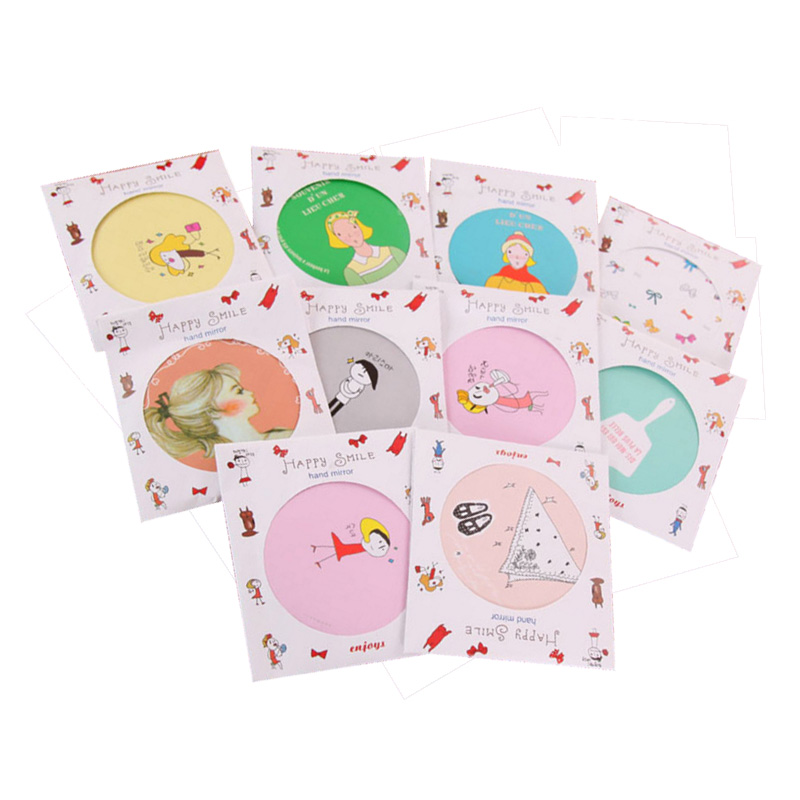 小圆镜化妆镜时尚随身便携式迷你补妆镜手持创意口袋卡通可爱女生