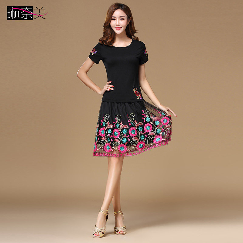 琳奈美2019时尚广场舞服装春夏新款中老年短袖网纱跳舞蹈裙子套装|msdalam kategori sukan/Yoga/kecergasan/bekalan peminat, Dance/Aerobik/Gymnastics, Tarian Square, Square Dance Set - dari Buy2taobao.com untuk memberikan perkhidmatan ejen Taobao profesional membeli