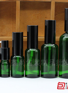 绿色玻璃精油香薰调配分装空瓶黑鸡嘴5ml10ml15ml20ml30ml50ml100