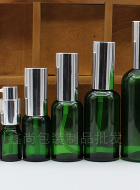 绿色玻璃精油香薰分装空瓶亮银鸡嘴5ml10ml15ml20ml30ml50ml100ml