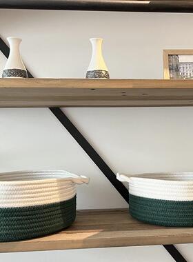 多功能  复古白色拼接墨绿色 三件套家居装饰储物收纳篮