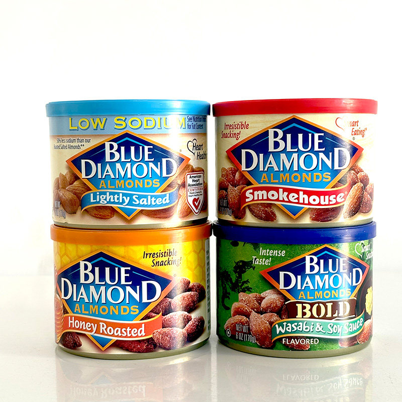 美国蓝钻杏仁罐装170g扁桃仁盐焗烟熏蜂蜜烤制健康零食混合坚果