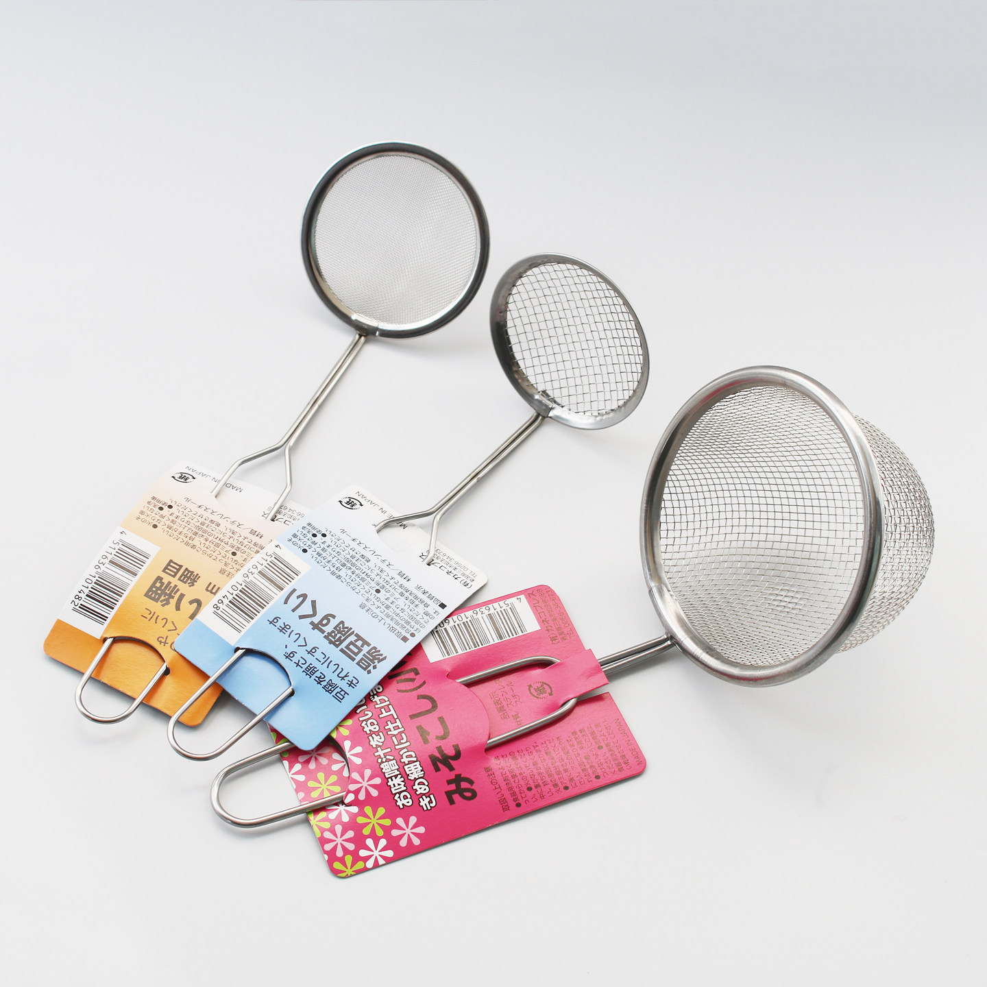 日本KOHBEC 厨房过滤网勺304不锈钢漏勺粗网/细网火锅煮汤捞勺