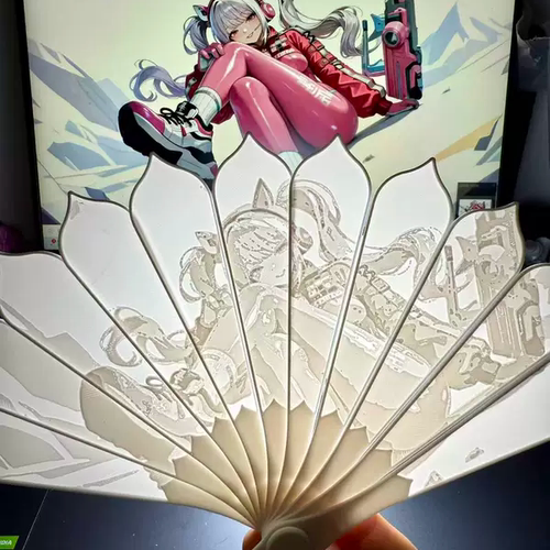3D打印胜利女神浮雕折扇收藏