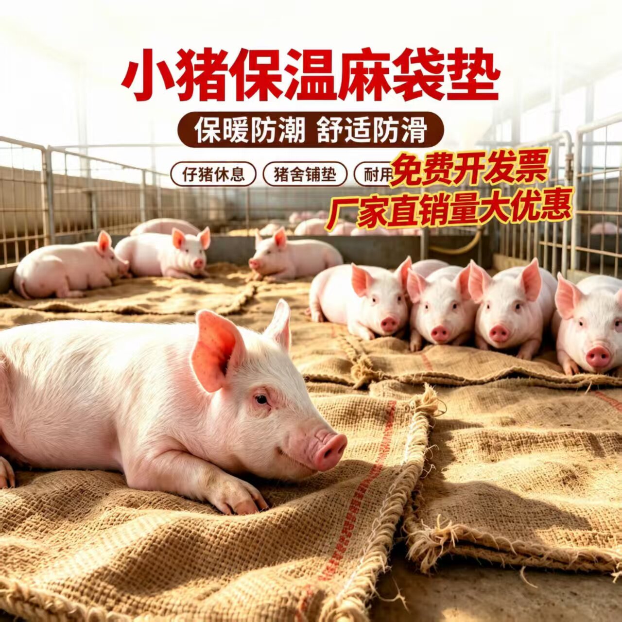 猪舍隔凉防滑防潮耐磨取暖麻袋布仔猪保温麻袋垫小猪保育麻袋垫布