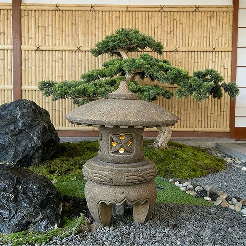 太阳能仿古日式石灯庭院园林中式禅意石灯笼花镜造景做旧阳台地灯