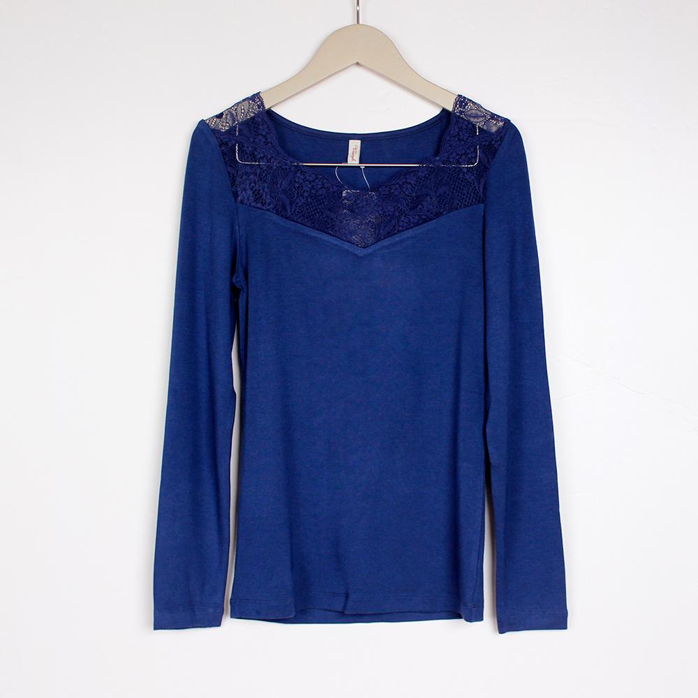 黛安芬正品咖啡碳纤维蕾丝钻石领打底衫舒适保暖内衣上衣H000048