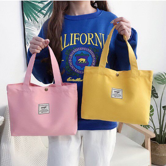 韩国简约百搭单肩帆布包女2018新款森系复古小清新手提包韩版便当