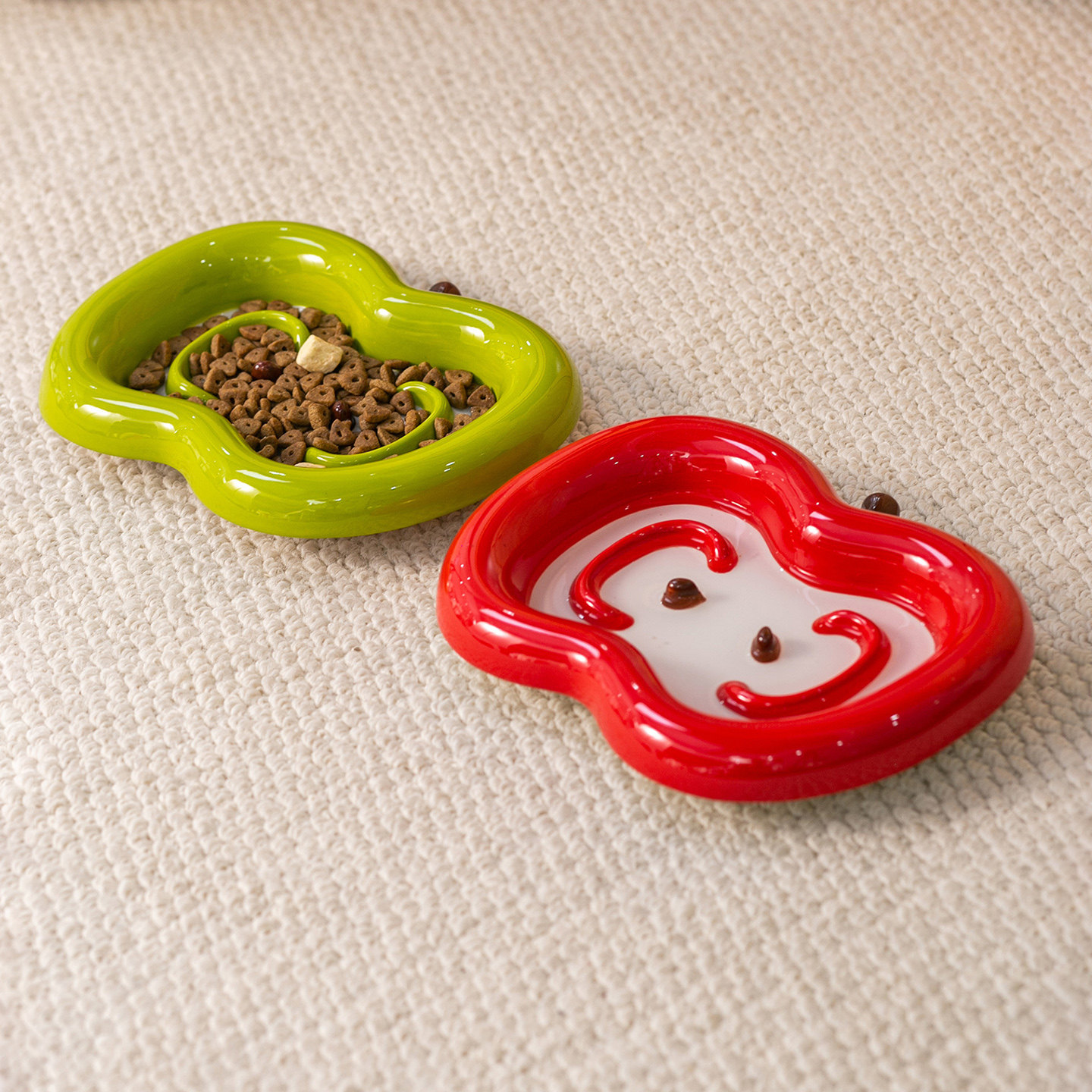 Miapet卡通苹果造型慢食碗陶瓷猫狗碗防打翻宠物碗防噎缓食盆饭盆,宠物/宠物食品及用品,猫狗碗/慢食碗,淘宝优惠券,粉丝福利购,淘宝优惠卷