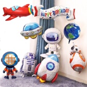 宇航员太空主题飘空飞天铝膜氦气球卡通儿童生日场景装 饰布置派对