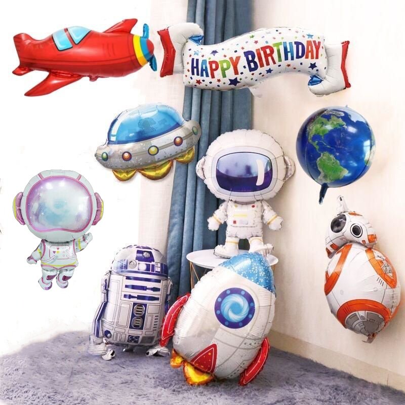 宇航员太空主题飘空飞天铝膜氦气球卡通儿童生日场景装饰布置节日