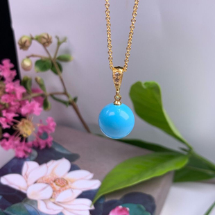 湖北十堰绿松石吊坠气质简约S925银圆珠吊坠轻奢百搭时尚女锁骨坠