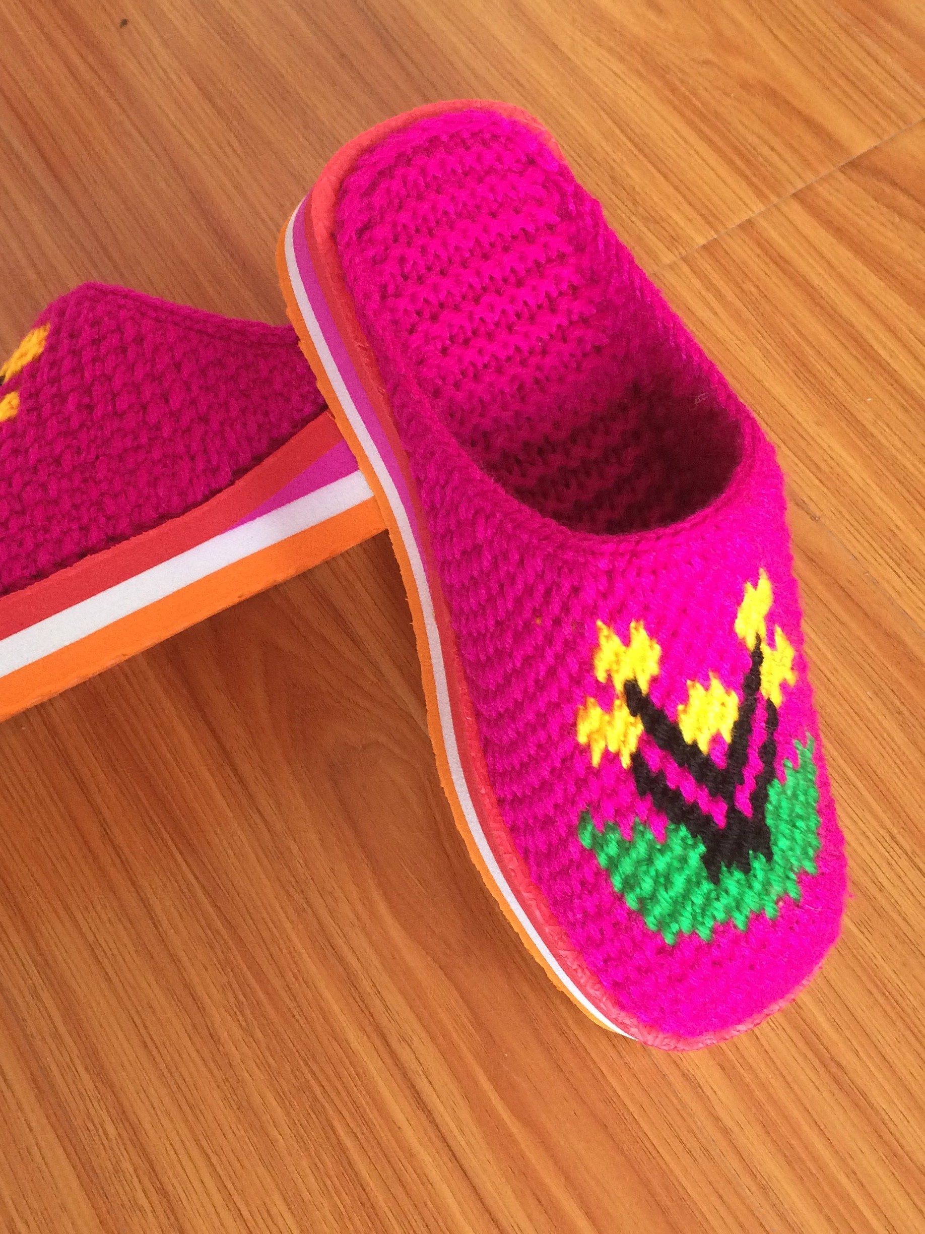 冬季纯手工编织女居家婚嫁出嫁喜庆拖鞋成品保暖防滑成人毛线拖鞋