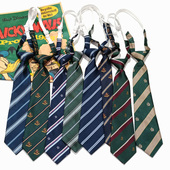 买二送一藏青绿色条纹免打短领带女休闲蓝色中性复古日系学生装 饰