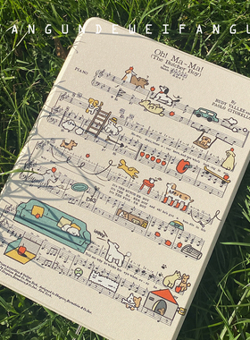 翻滚的胃｜原创五线谱狗狗适用于iPad102022新款Air5平板电脑保护壳11寸iPadpro 360旋转款保护套