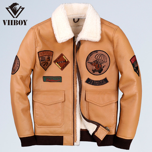 真皮皮衣羊皮毛一体多标外套男休闲短款 加厚潮 秋冬保暖皮草机车款