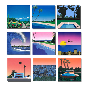 永井博系列citypop装饰画室内玄关日系挂画无框画