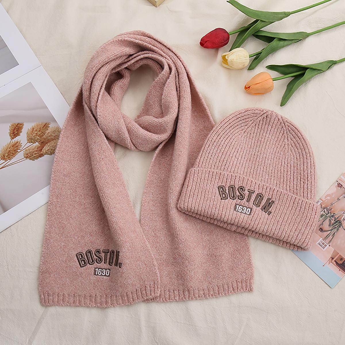 纯色儿童帽子围巾套装