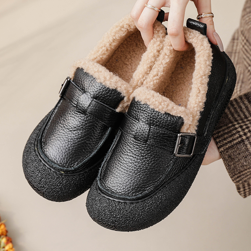 冬季防寒保暖女棉鞋低帮厚绒加绒