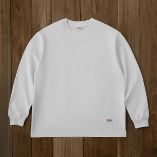 Cookies 300G陶瓷磨毛日系长袖宽松版磨毛水洗落肩打底T恤男女款