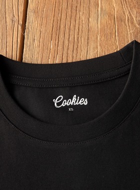 Cookies 315g黑色长绒棉boxy凉感抑菌短宽松T恤美式圆领全棉短袖