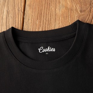 Cookies 315g黑色长绒棉boxy凉感抑菌短宽松T恤美式圆领全棉短袖