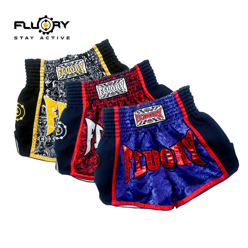 FLUORY火垒 2025新款泰拳短裤男 时尚花纹格斗搏击短裤散打拳击服