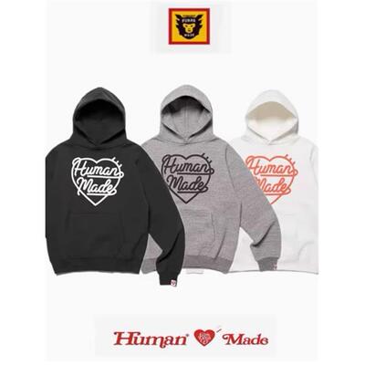 HUMAN MADE 24SS爱心覆古图案印花连帽长袖卫衣男女宽松套头外套