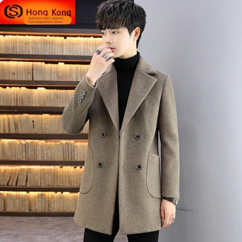 羊绒大衣男中长款秋冬季2025新款高端加厚休闲翻领毛呢子男士外套