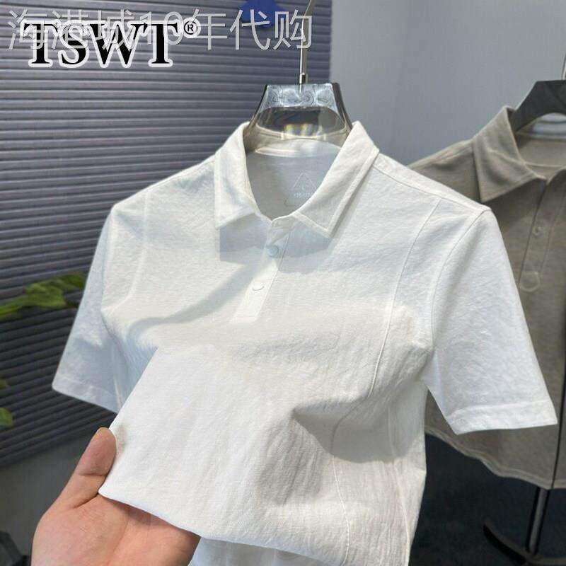 高端亚麻短袖t恤男士夏季薄款2026新款纯棉麻色百搭翻领半袖上衣