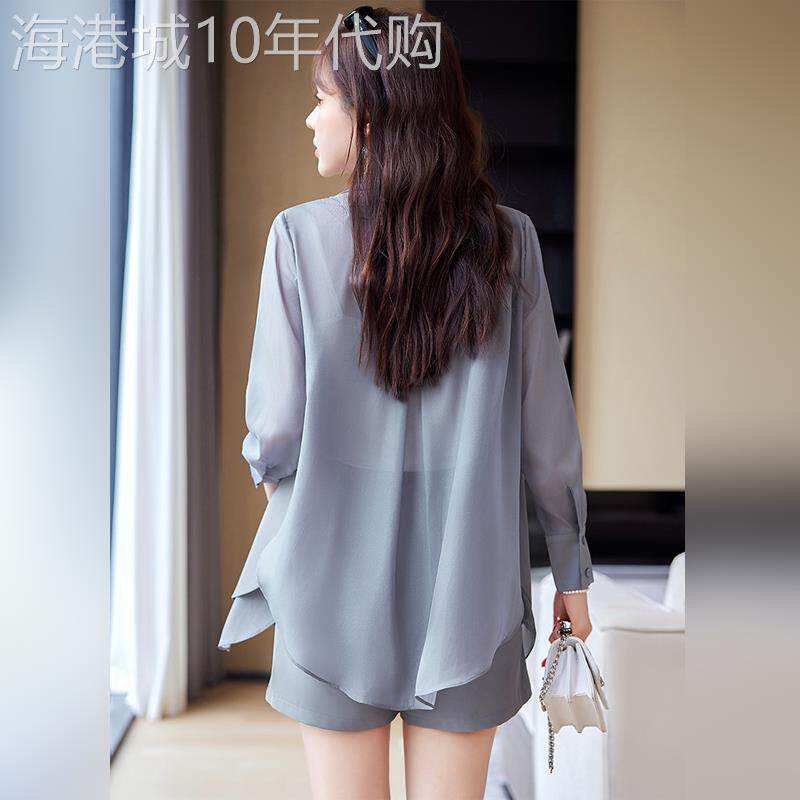 潮牌西装外套女夏季新款薄款雪纺小个子高级感休闲防晒衣西服套装