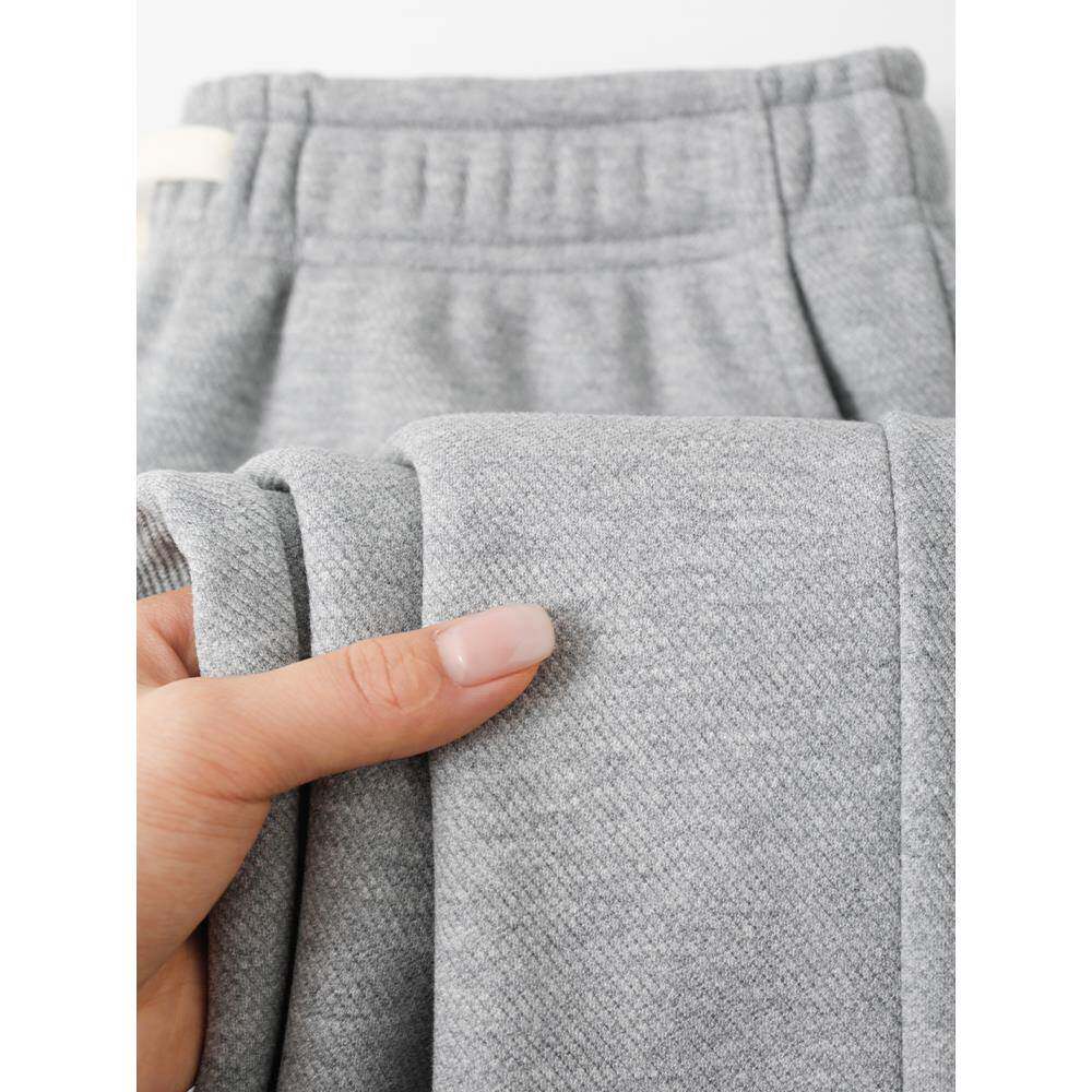 高品质宽松斜纹直筒裤男秋冬季重磅加绒运动卫裤美式休闲抽绳长裤