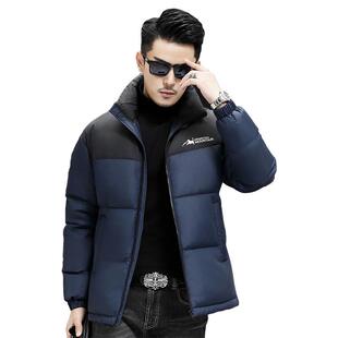 香港羽绒服男士2025冬季拼色时尚短款面包服加厚保暖青年羽绒服男