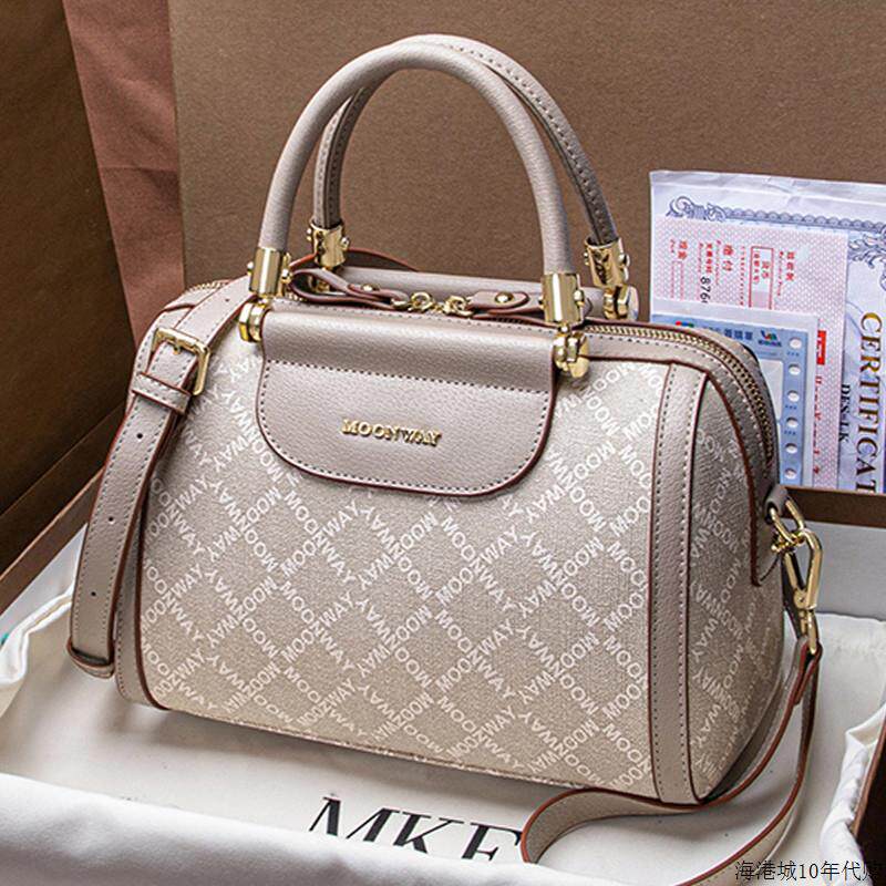 轻奢女士波士顿手提枕头包新款时尚真皮单肩斜挎包通勤大容量包包