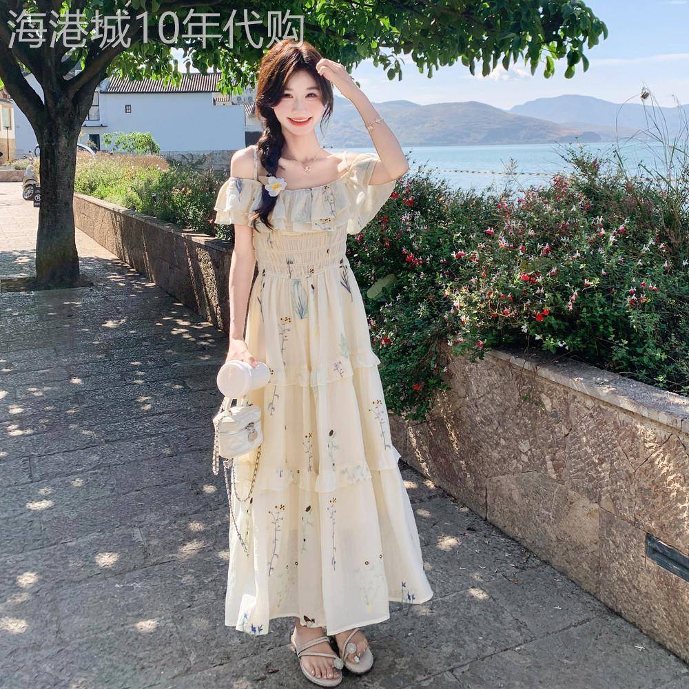 法式超好看独特漂亮绝美绣花洋装2026年夏季新款显瘦吊带长裙子