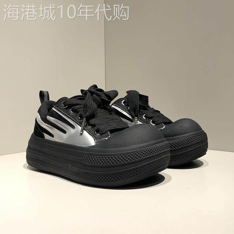 【意大利&奢品】蛋壳帆布鞋女黑色厚底增高休闲板鞋女大头松糕底