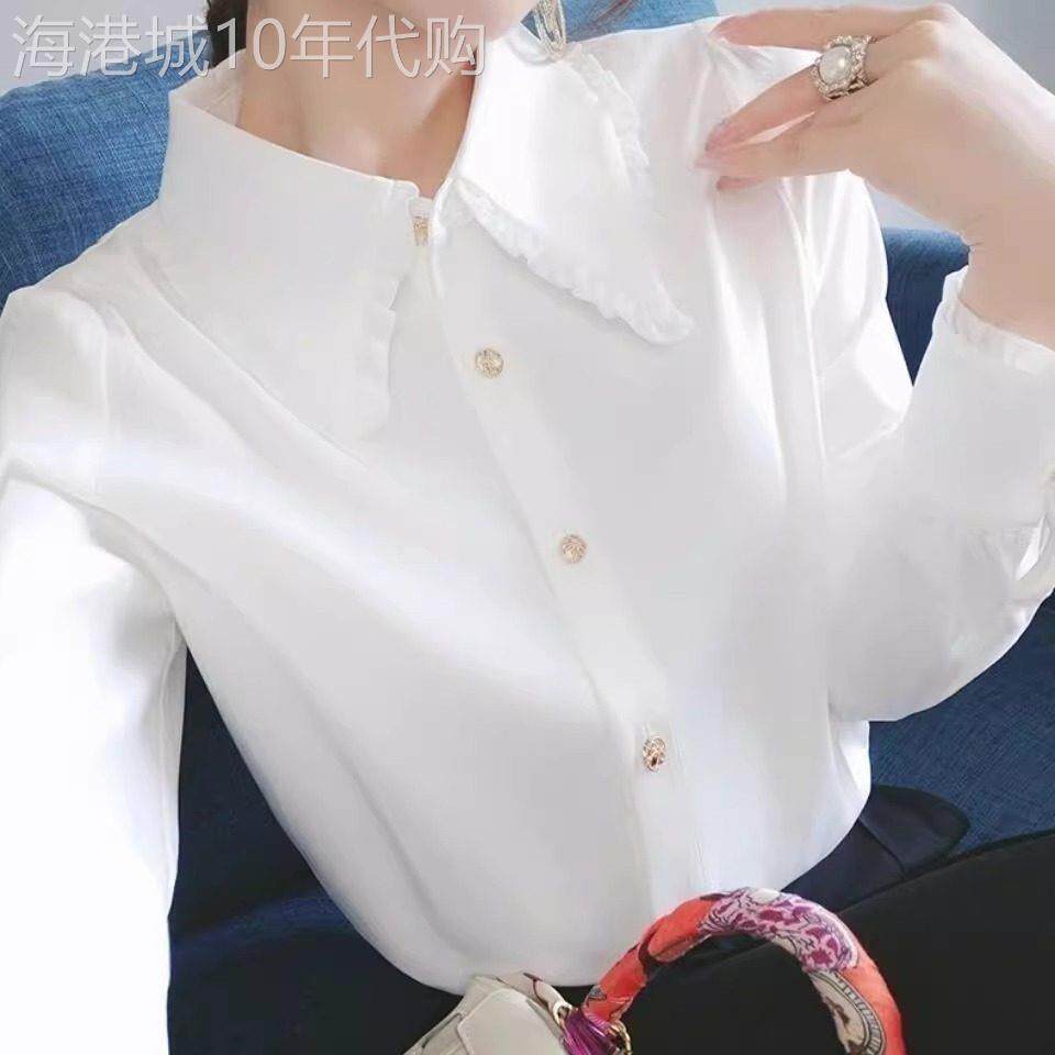 雪纺衬衫女设计感小众2025年新款秋冬白色衬衣长袖洋气高端上衣女