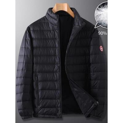 男士轻薄款羽绒服冬季立领保暖加肥加大码男装宽松运动白鸭绒外套