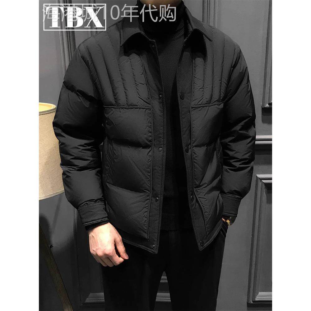 高端衬衫式羽绒服男士冬季2025新款加厚翻领夹克外套高级商务男装