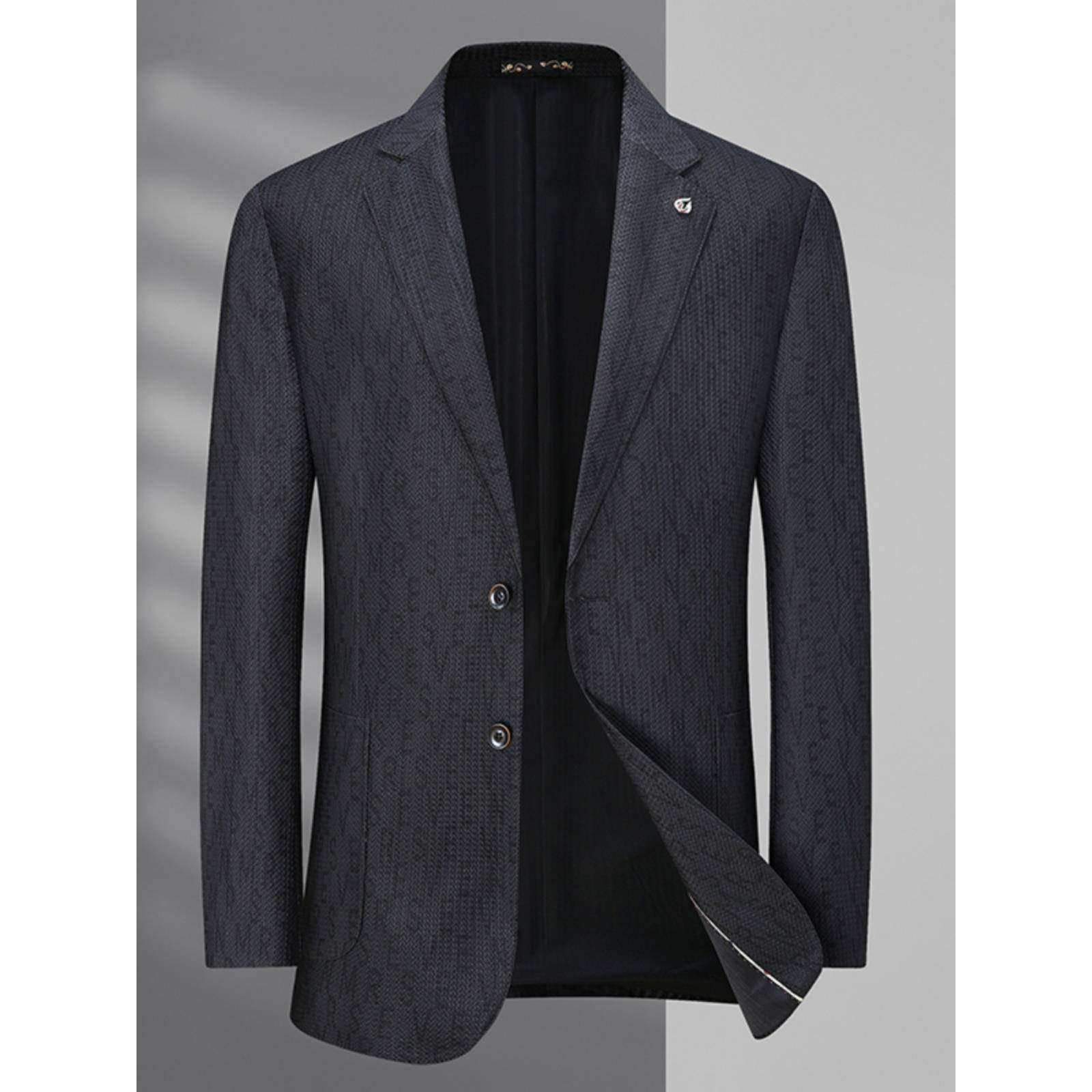 春夏轻薄西装男加肥加大码休闲高弹力单西宽松胖子肥佬西服外套潮