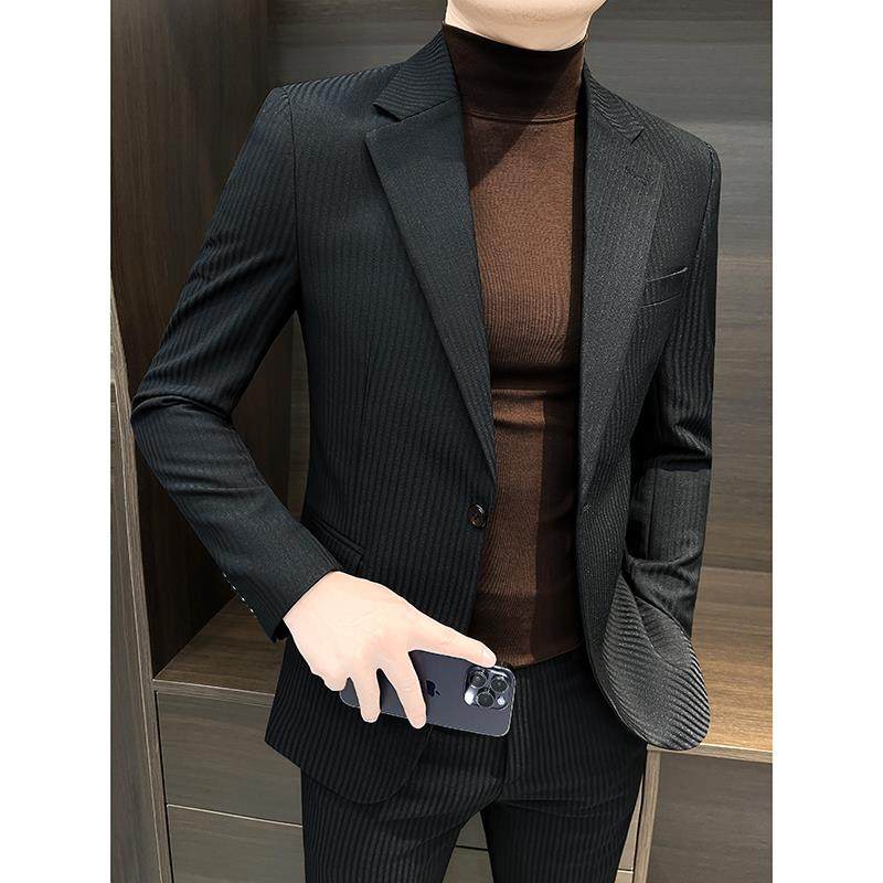 高端轻奢西服套装男2025新款春秋款商务正装韩版修身休闲西装外套