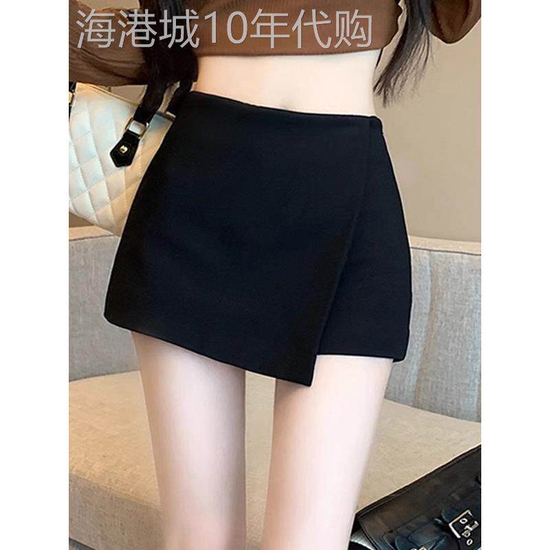不规则黑色西装半身裙女夏2025新款高腰小个子短裤裙a字包臀短裙
